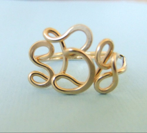 Handcrafted Monogram Ring (14k gold filled)