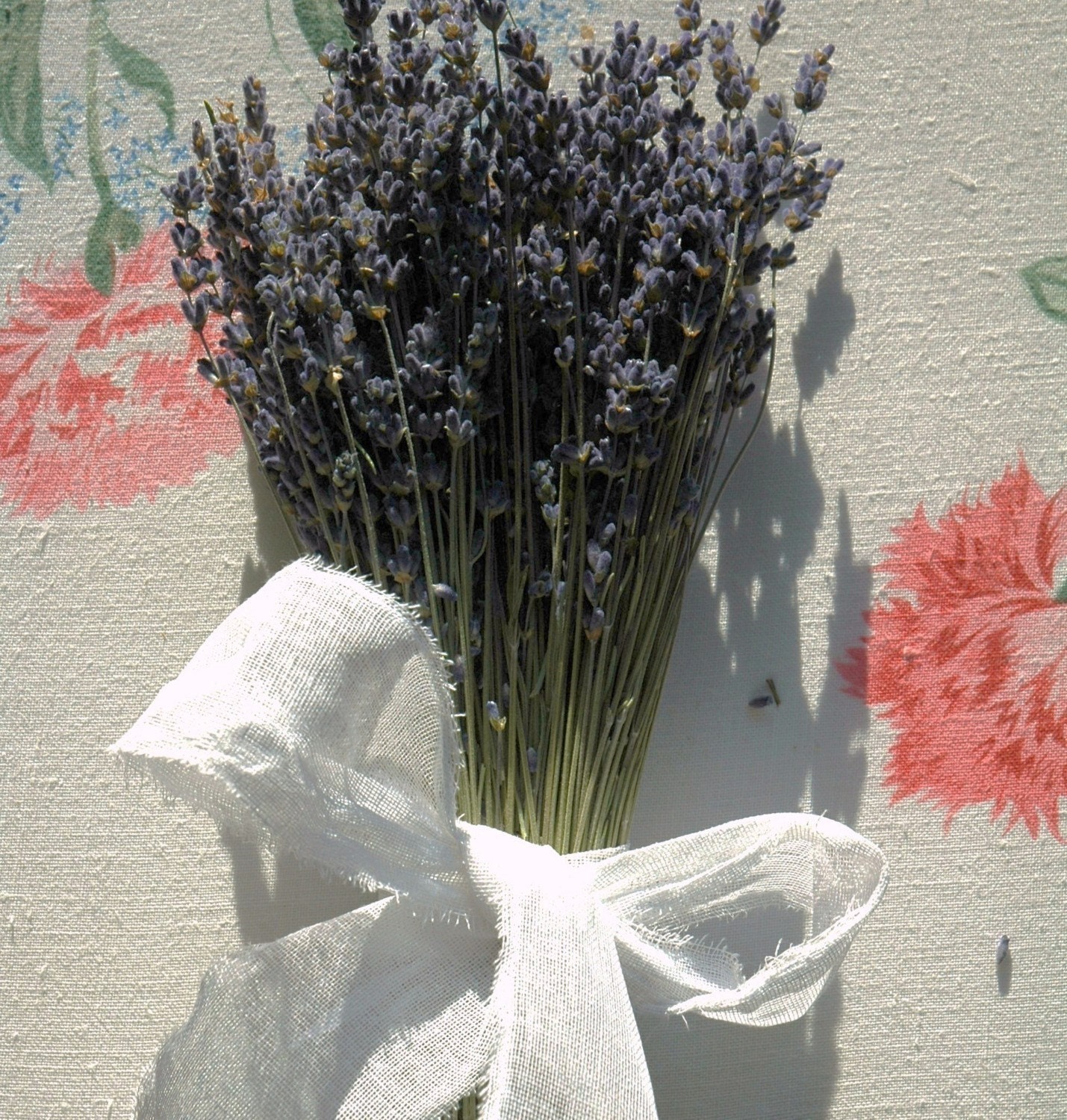 Flower Girl Bouquet Dried English Lavender Bouquet with Hand Tied White Cotton Crinoline Bow