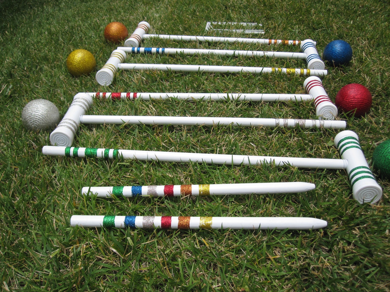 Rainbow Glittered Croquet Set