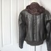 Vintage Men's Leather Bomber Jacket, Brown, Chevron, Hood, J Walden, Size 46