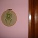 Preppy Pink and Green Black Widow Spider Cross Stitch Embroidery in Vintage Wooden Hoop