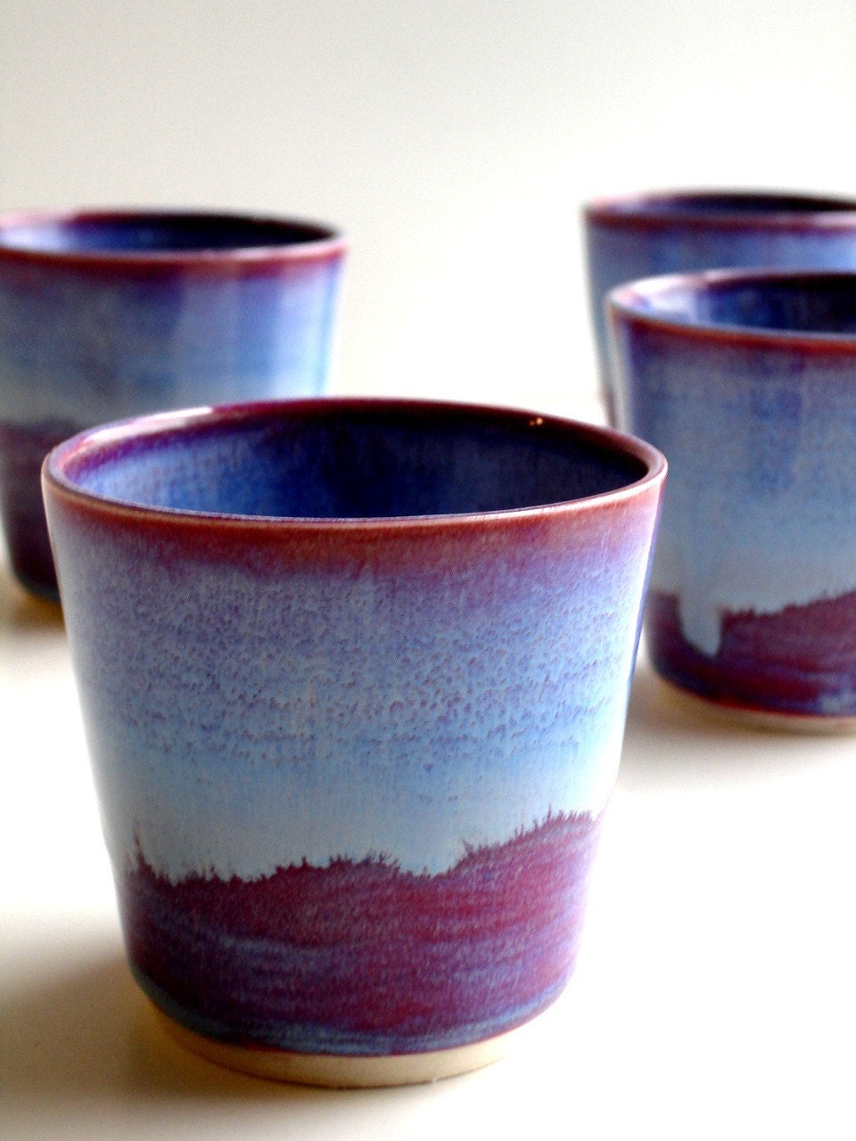 Set of 4 Purple Blue Porcelain Tumbler - Made To Order