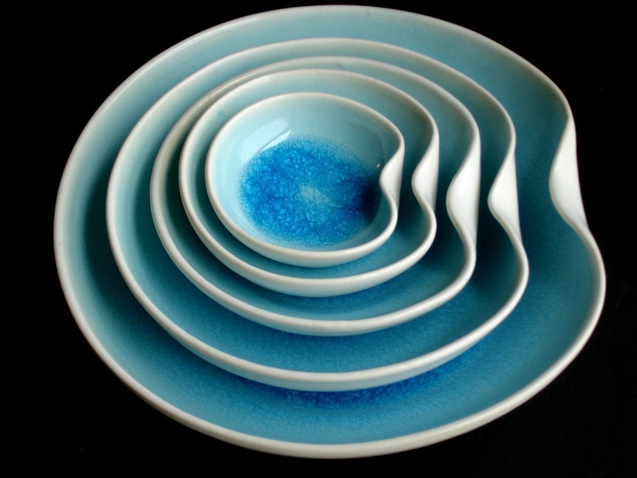 Aqua Blue Nesting Plate Set - MADE TO ORDER