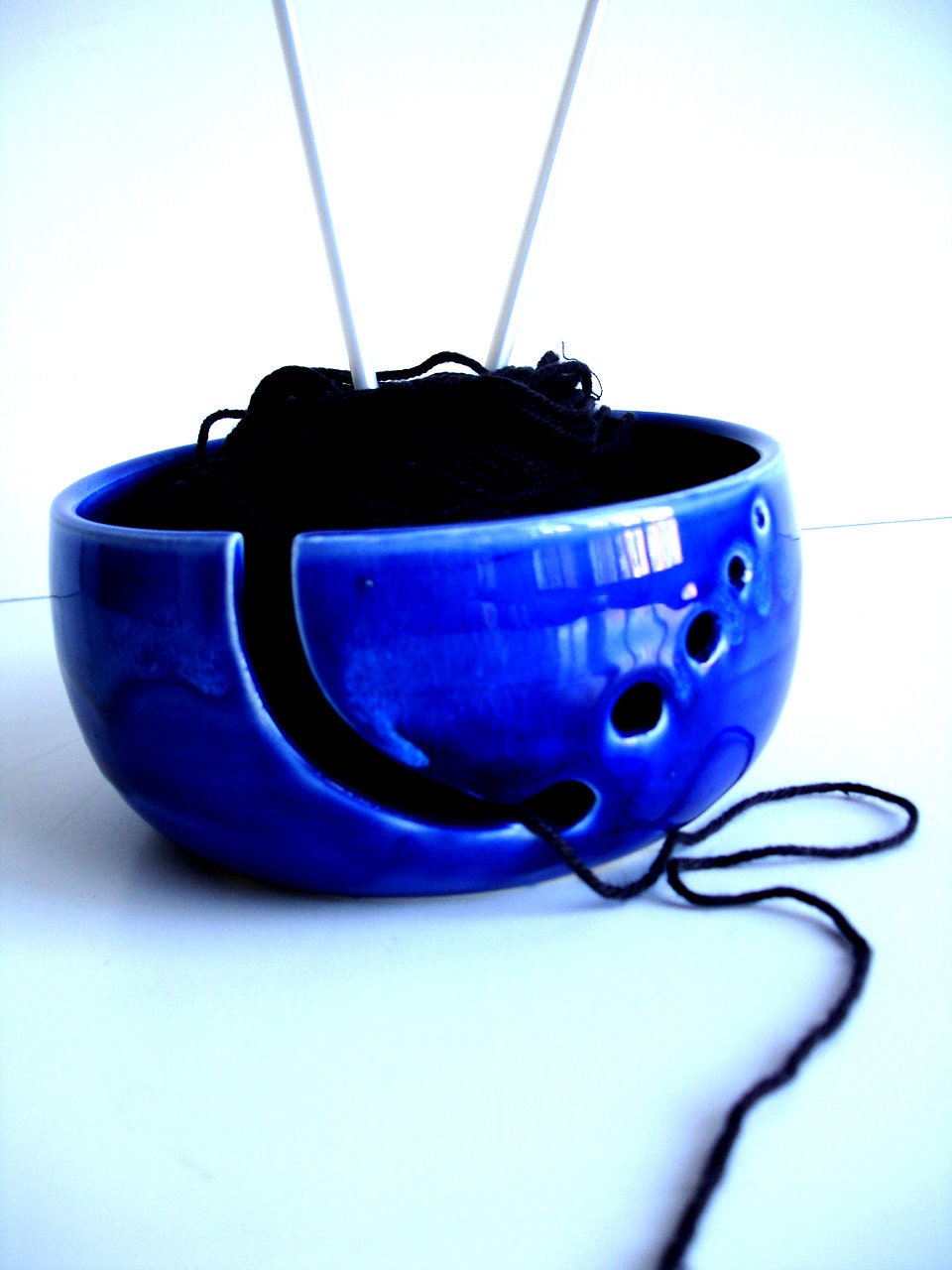 Cobalt Blue Ceramic Wheel Thrown Yarn Bowl - Made To Order