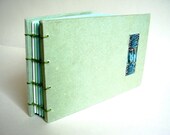 Hand Bound Coptic Bound Beaded Notebook, Journal, Sketchbook covered with Handmade Paper in Seafoam Green