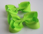 Boutique Hair Bows Green 3 Inch Boutique Style