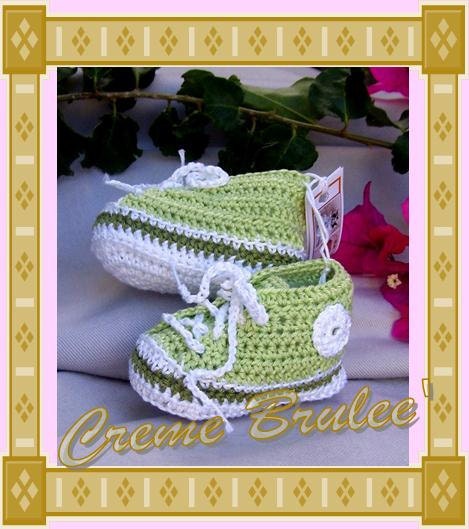 Creme Brulee Cute as a Button High Top Tennie Bootie - Spring Green - 3 infant sizes. Baby Bootie.