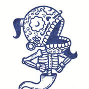 Genie Calavera Limited Edition Gocco Screenprint ACEO