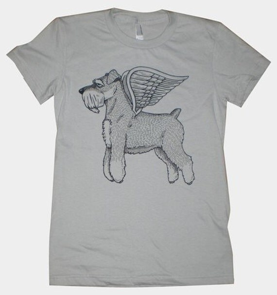 Flying Schnauzer Womens T-Shirt Small, Medium, Large, XL in 9 Colors