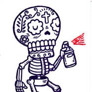 Graffiti Calavera Limited Edition Gocco Serigraph ACEO