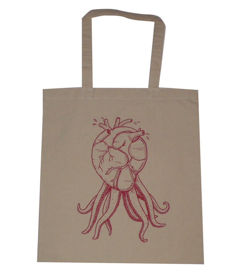Octopus Heart Canvas Shopping Tote Bag