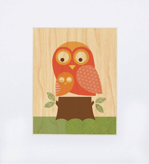 UNFRAMED 8x10 Owl with Baby