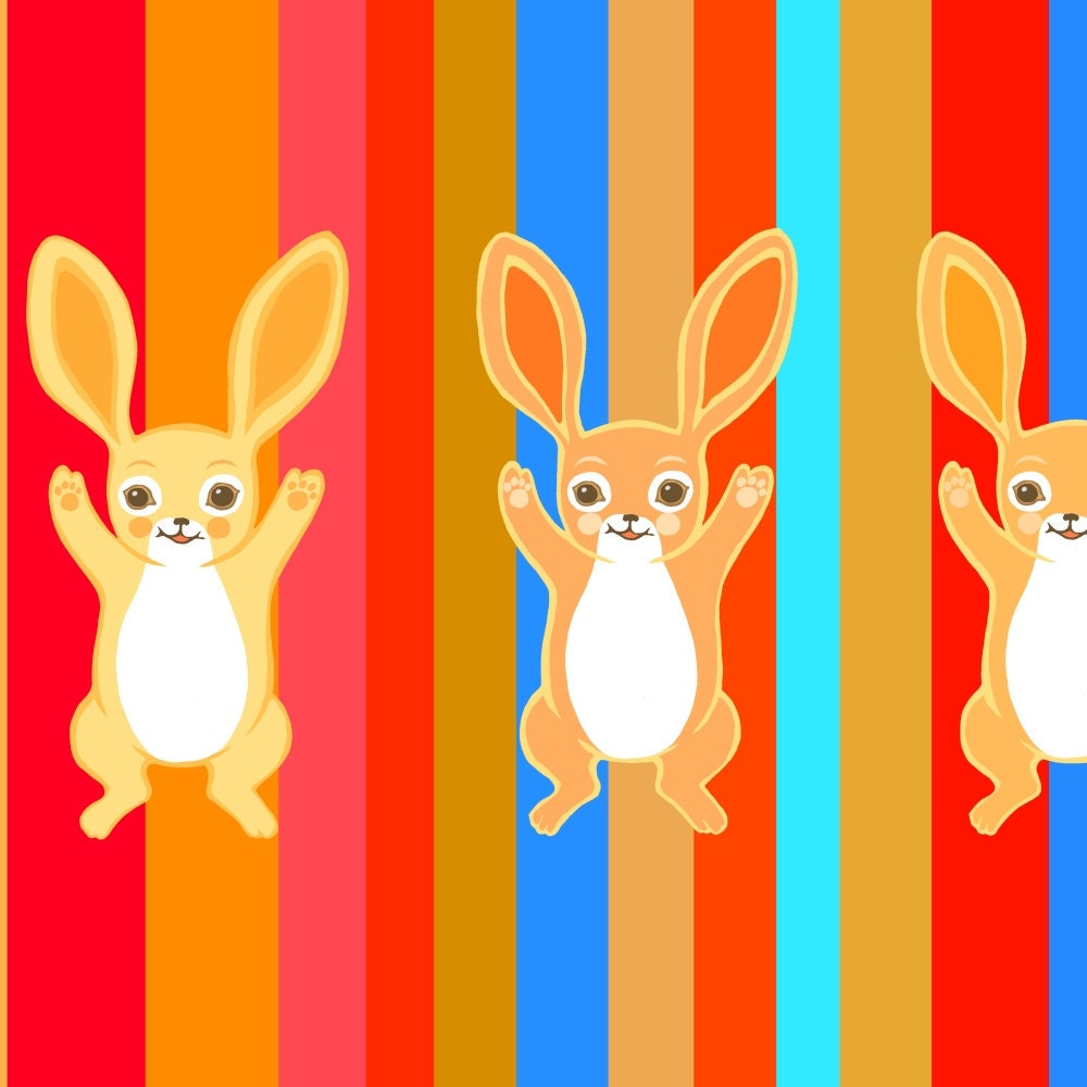 Three Bold Bunnies - small - childrens wall art