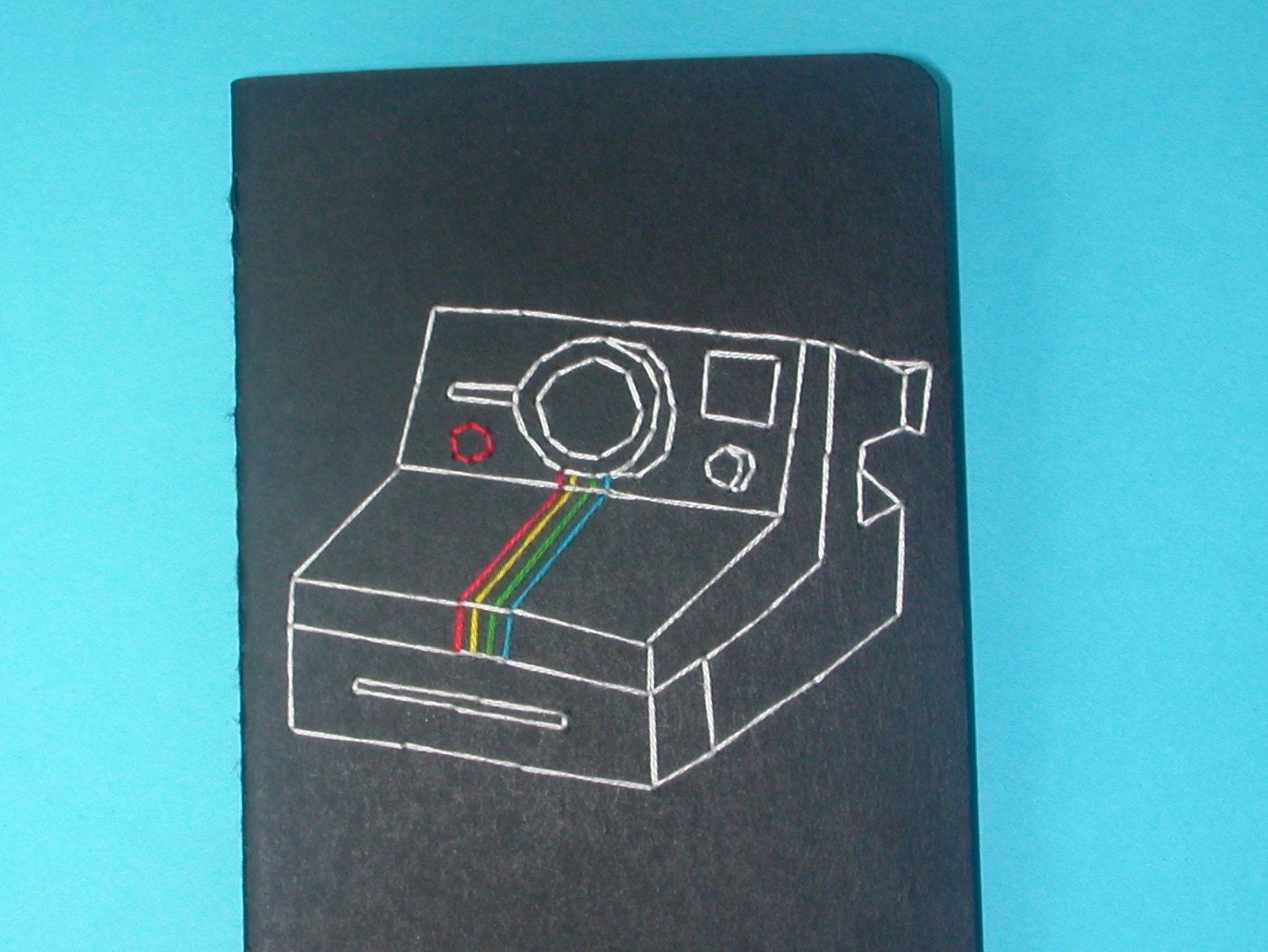 embroidered polaroid pocket journal