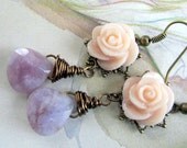 Pink & Purple Long  Dangle Earrings,  Beaded Jewelry,  Bohemian Jewelry