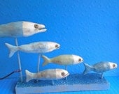School of Fish-clay folk art sculpture