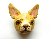 Chihuahua Dog Brooch Unique Folk Art Jewelry made from Polymer Clay