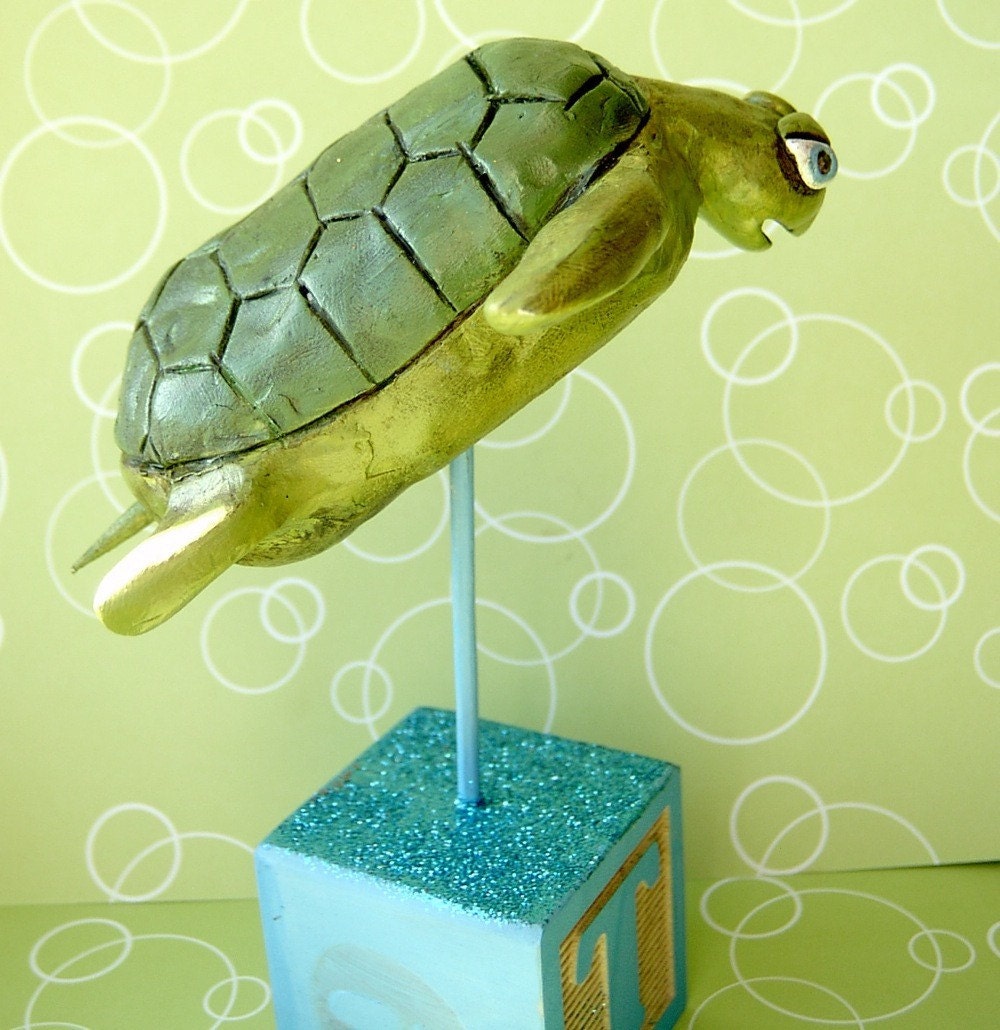 Sea Turtle-clay folk art-READY TO SHIP