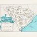 RESERVED - 1930s  - South Carolina - A Fun and Funky Little Vintage Picture Map to Frame