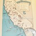 California Vintage Map - Aqua Cottage Chic - A Fun and Funky Little Picture Map of California to Frame