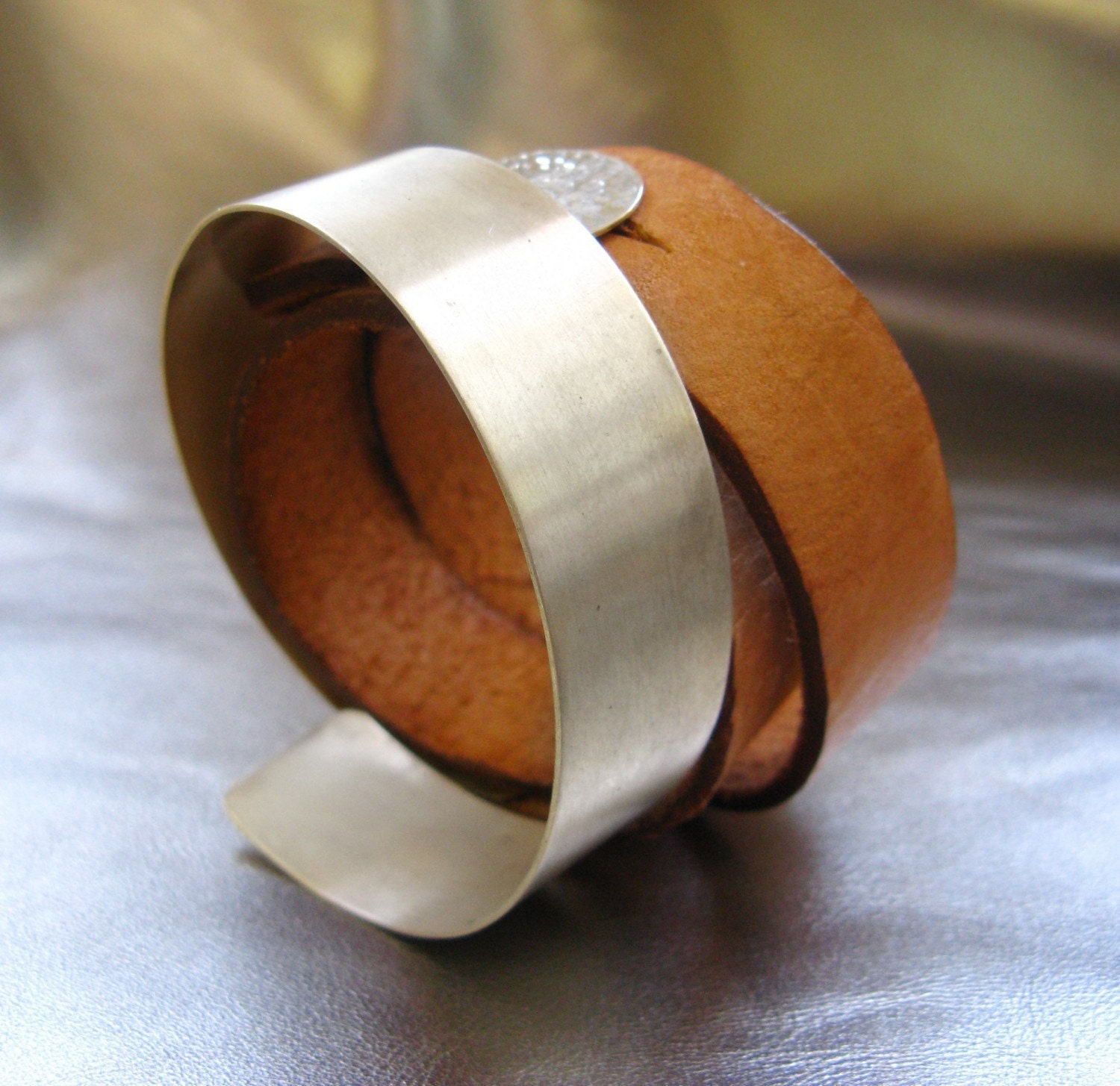 Tefillin - Bracelet All Sterling Silver  Adjustable - Leather Band - Unique