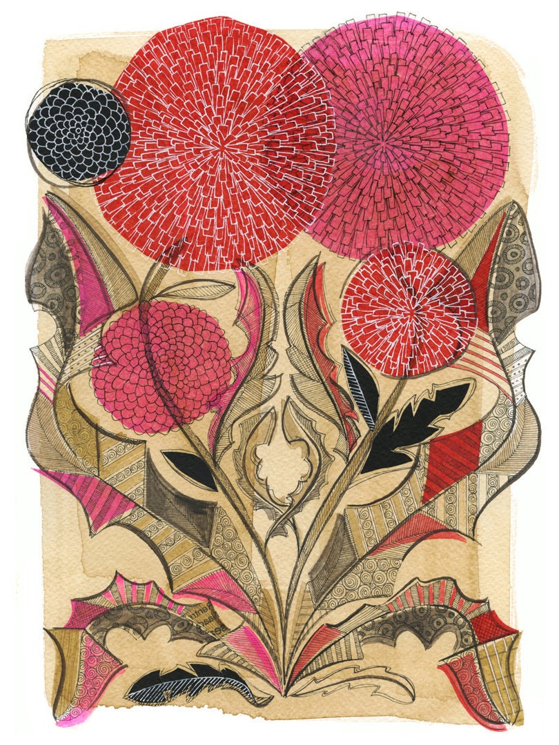 dandelion No.2 - 11X14 GICLEE PRINT, botanical collage, Susan Black
