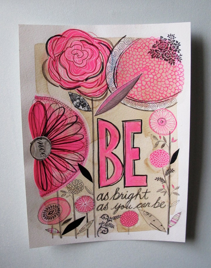 be as bright  - ORIGINAL collage drawing