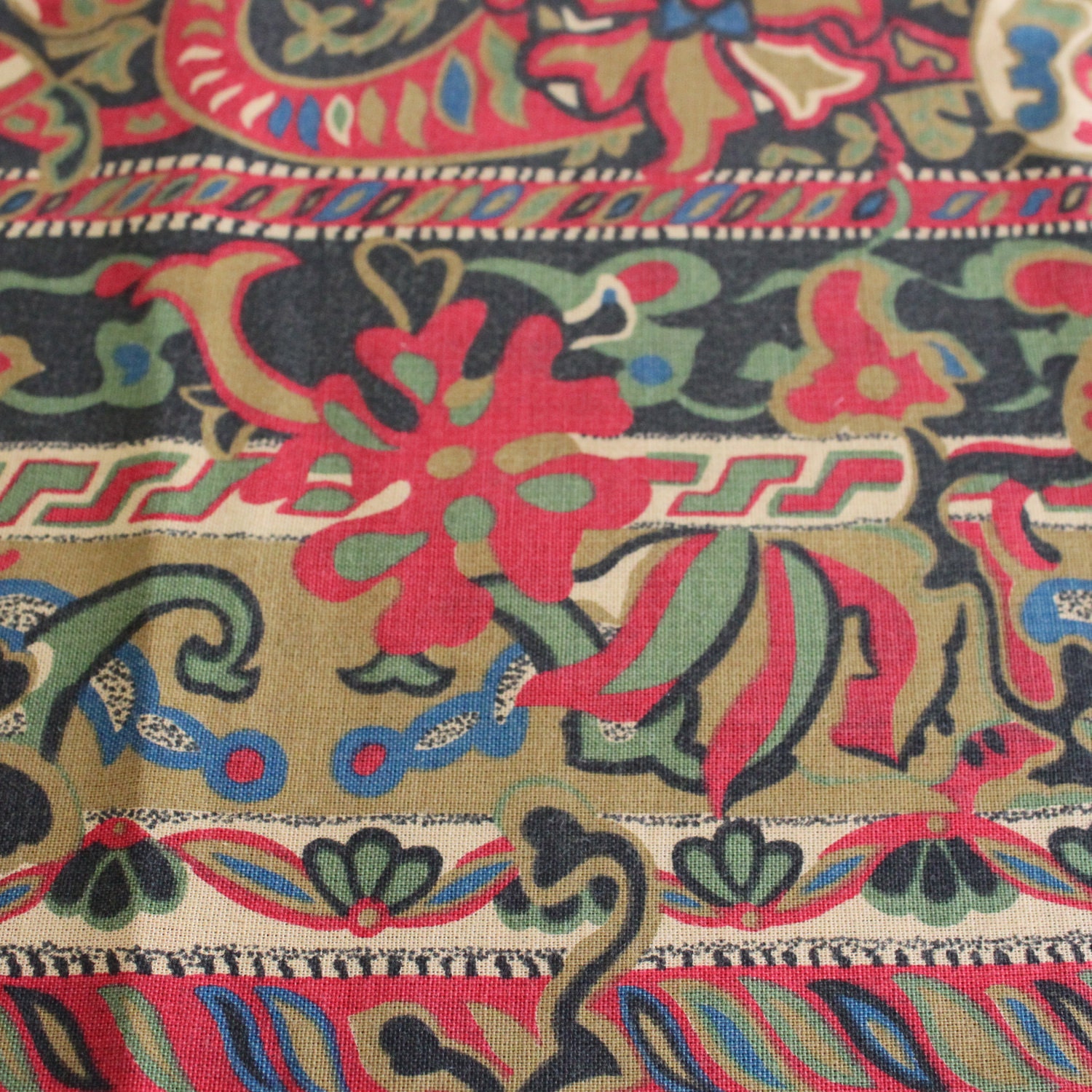 Great Vintage Botanical Print Fabric 2/3 Yard by TheTinThimble