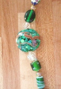 Green Necklace with murano focal bead