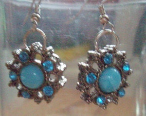 Round Blue and Silver earrings