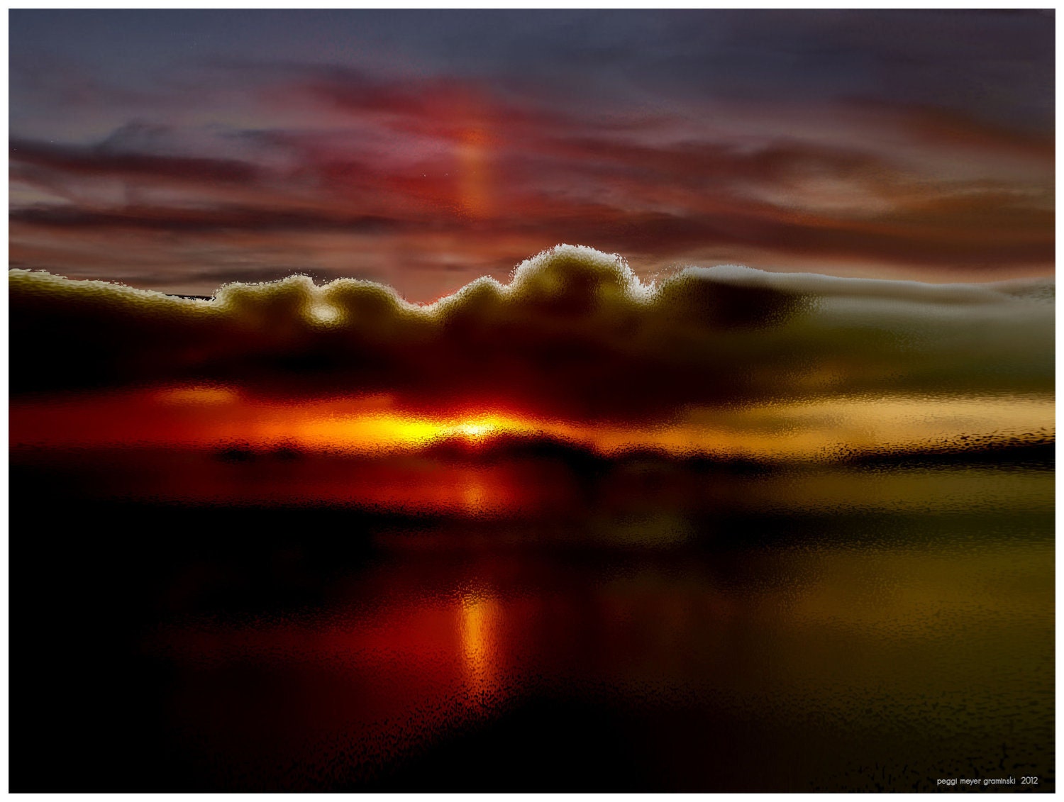 Fine Art Photography Painted Photograph Home Wall Decor Collage Mixed Media Digital Print 8X10 Giclee Limited Edition Ocean Sunset