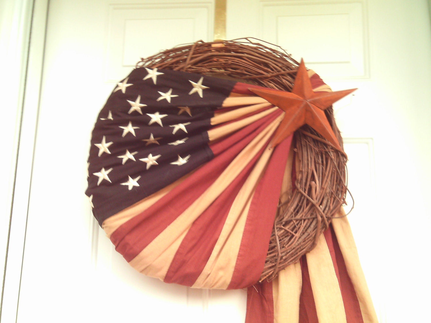 Primitive Patriotic  Stained Flag Wreath