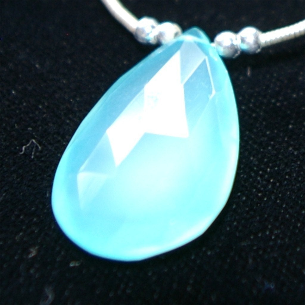 Aqua Chalcedony Faceted Pear Briolette