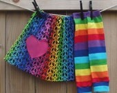 LOVE peace--2 piece--appliqued skirt and KooL KiD LeG combo--sizes 6mo to girls 9/10--YOU CHOOSE heart applique color