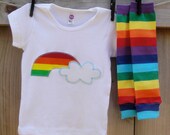 Fluffy Cloud at the End of the RAINBOW - 2pc Shirt or Onesie and Kool Kid Legs set for Children, Babies, Toddlers, Kids, Girls