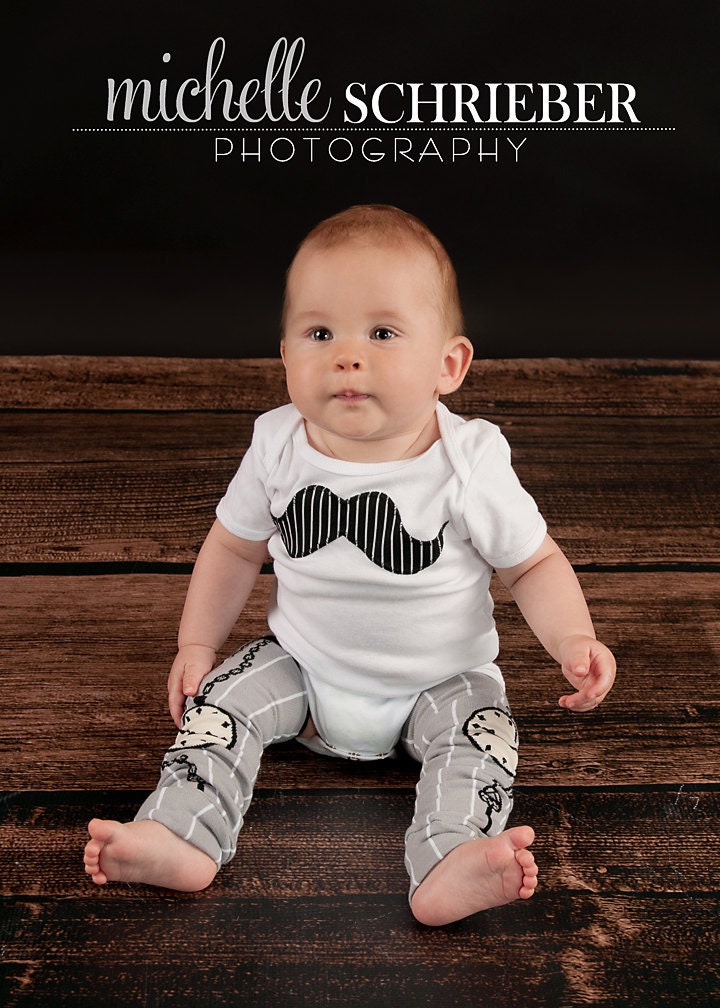 LITTLE MISTER MOUSTACHE- 2pc Onesie and Kool Kid Arm/Leg warmer set for Children, Babies, Toddlers, Kids, Boys, Girls