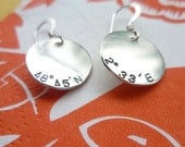 2 pair of HOME SWEET HOME longitude latitude gps map globe recycled sterling silver earrings