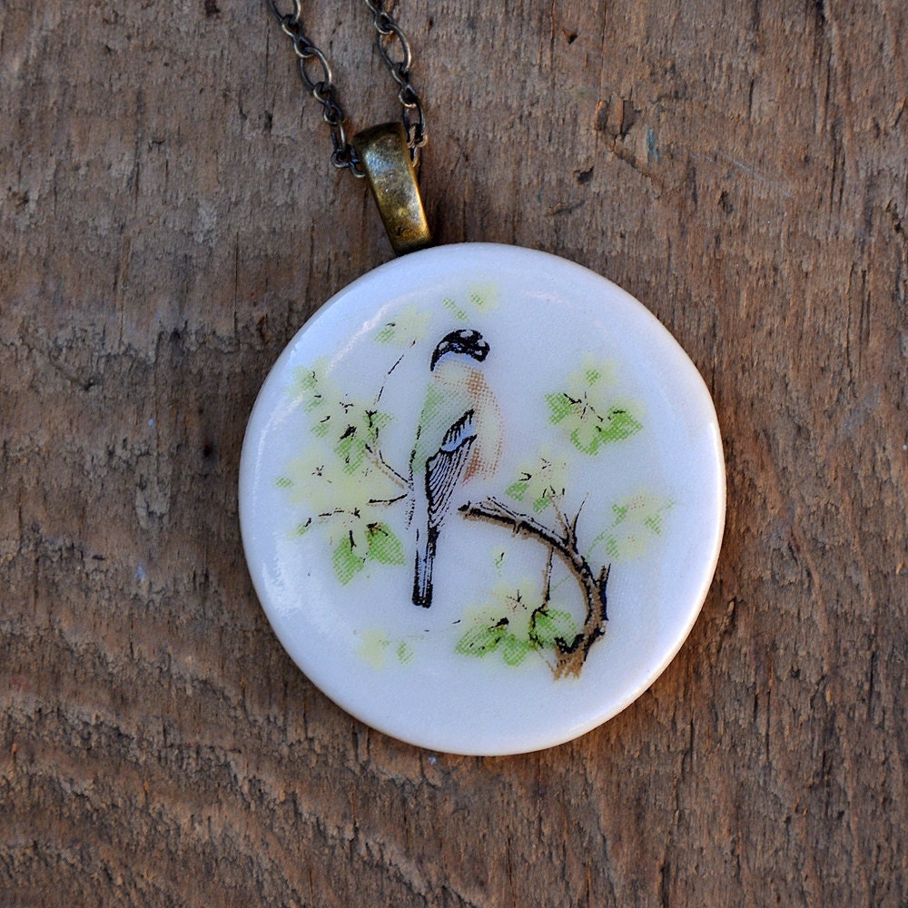 Porcelain Gold Finch Necklace