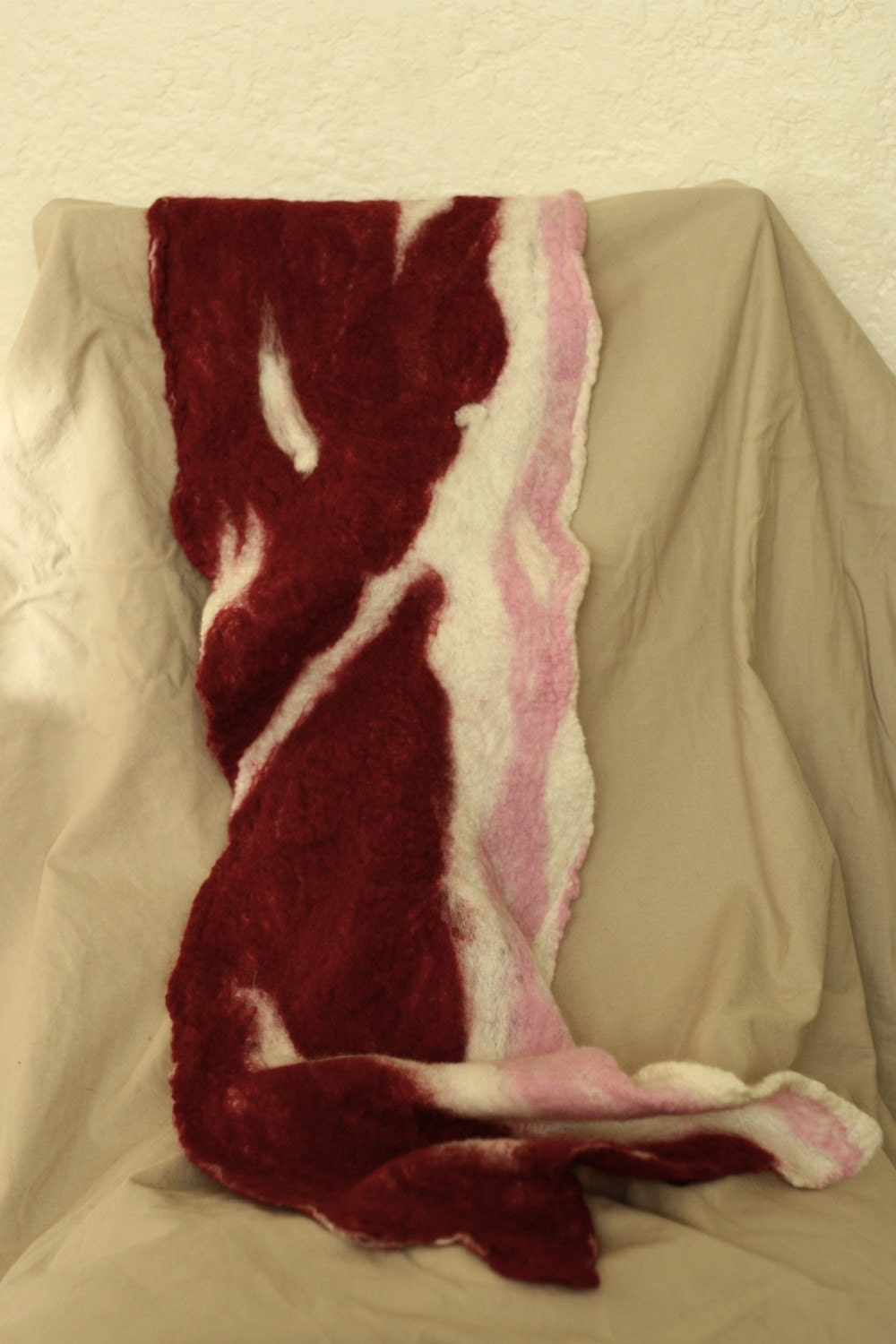 Unsettlingly Real-Looking Felted Bacon Scarf with free shipping