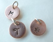 Tiny Hand Stamped Charm Custom Initial - Add On Copper Charm - Moms Necklace - Mommy's necklace - personalized jewelry women