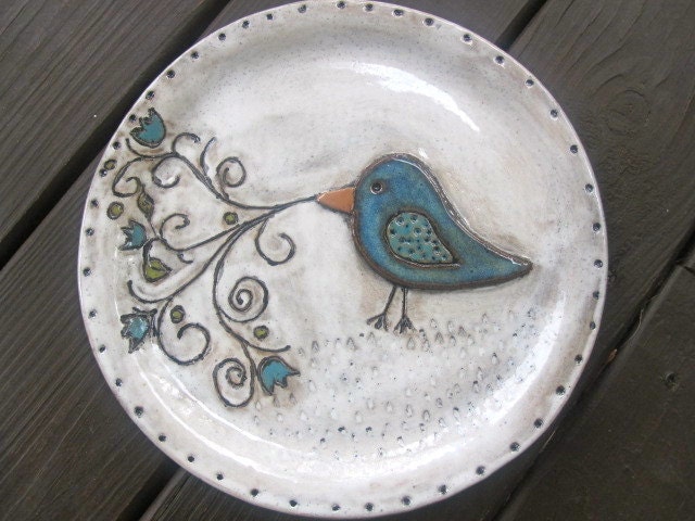 Whimsical Blue Bird Plate