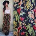 Vintage 90s Ralph Lauren Silk Floral Drawstring Midi Skirt