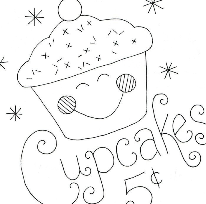 Cupcake Embroidery Pattern