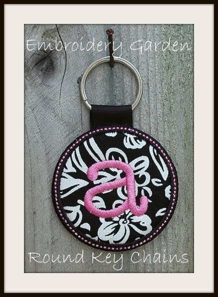 Monogram Round Key Chain Machine Embroidery Design Files Instant Download