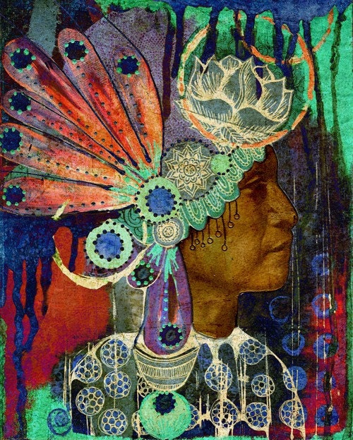 native american headdress art print