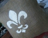 Burlap Fleur de Lis Pillow