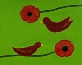 Redbirds and Poppies Print