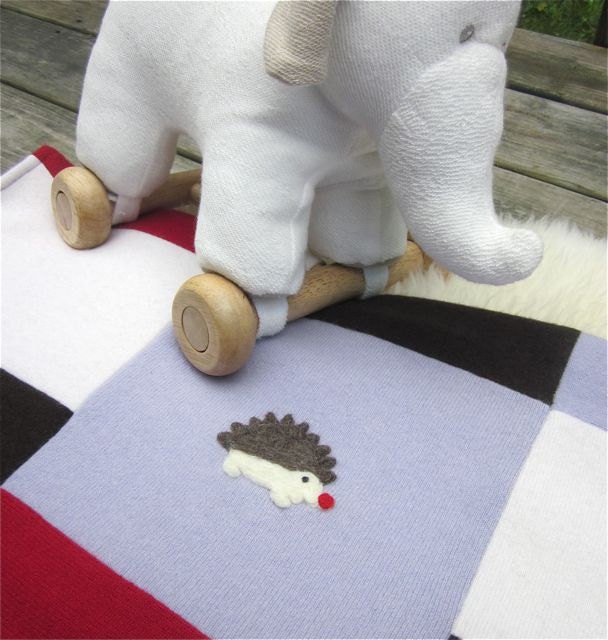 Hedgehog Upcycled Cashmere Baby Blanket  - Made to Order - your color choice - baby boy or girl - pure cashmere sweaters quilt