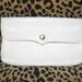 Ivory White Vintage Leather Clutch with Geometric Accents
