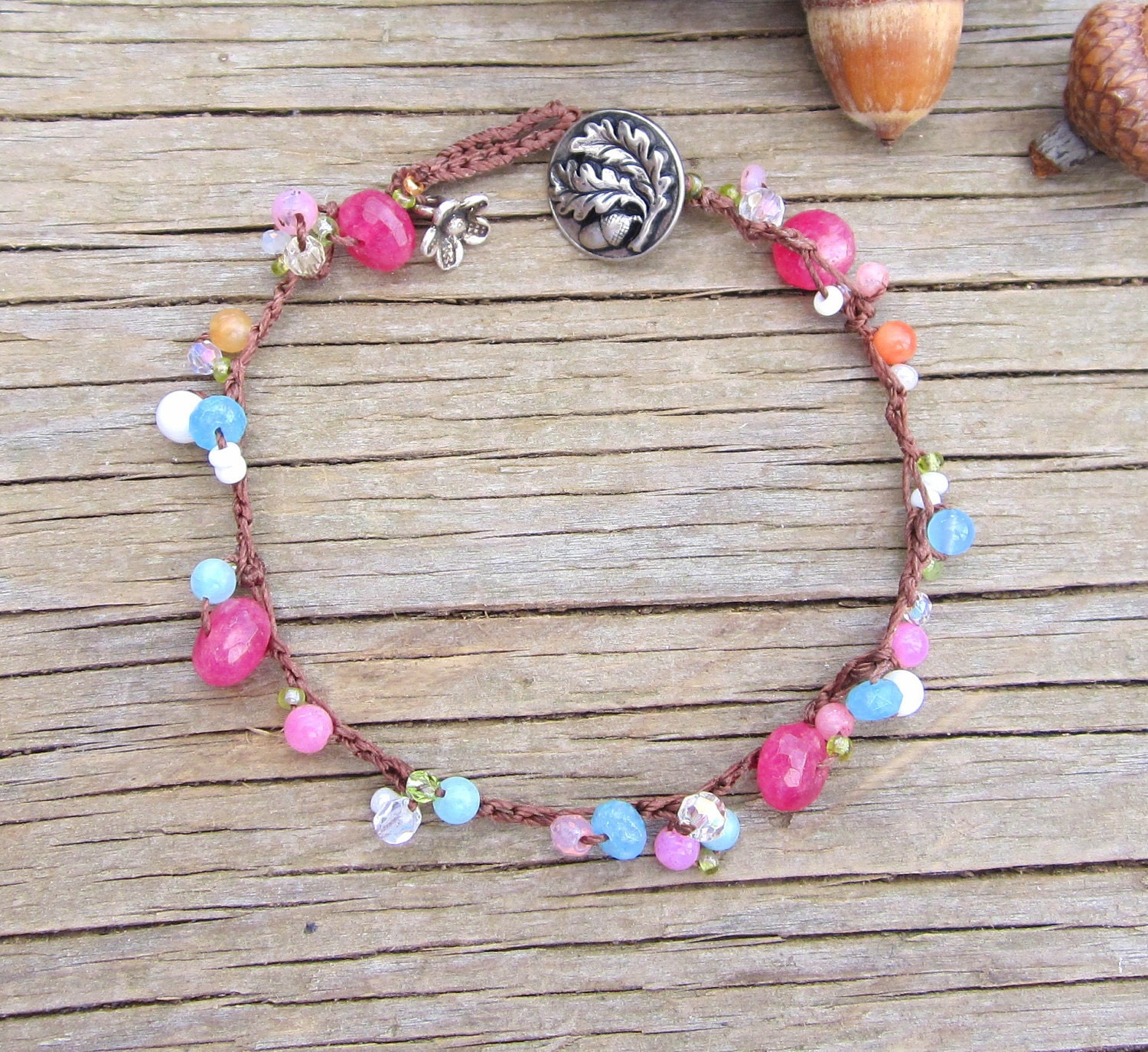 Harmony earthy Ruby Sapphire bracelet, boho/earthy/chic/
